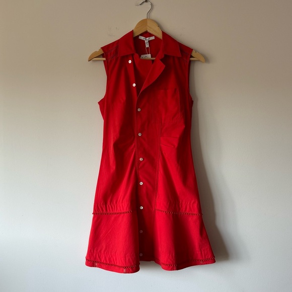 Derek Lam 10 Crosby Santina Mini Sleeveless Ruched Poplin Shirtdress - Picture 7 of 16